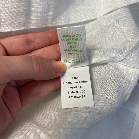 Lilly Pulitzer Amelia Island White Blue Linen Tunic Top Size Small Coastal - Picture 9 of 9